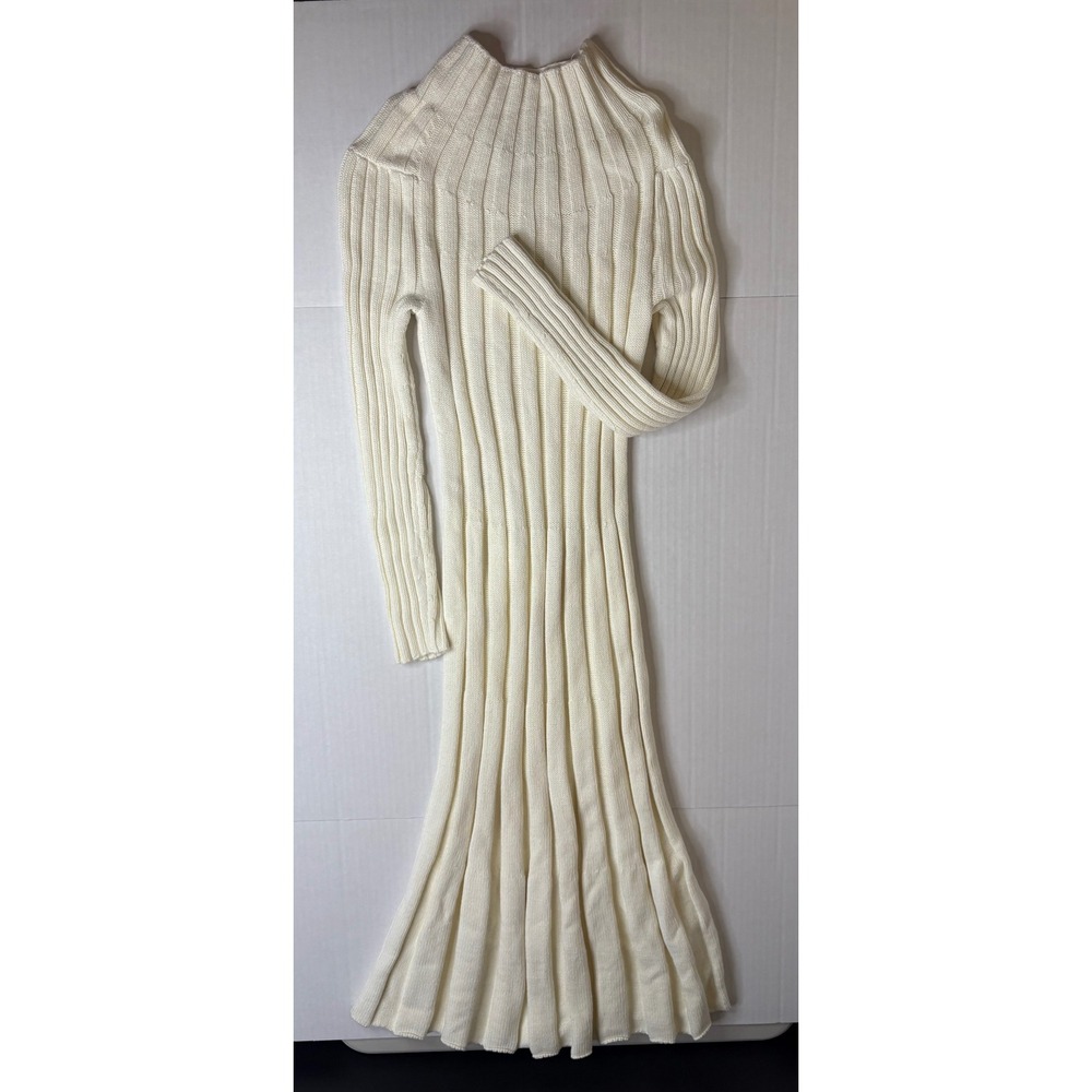 Banana Republic Ribbed Knit Fit & Flare Mock Neck Sweater Dress Quiet Luxury - Picture 2 of 7
